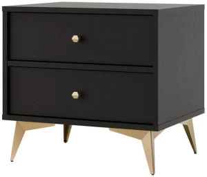 Stolik nocny do sypialni z szufladami TOKYO 52 cm, czarny grafit, nogi rozgwiazda