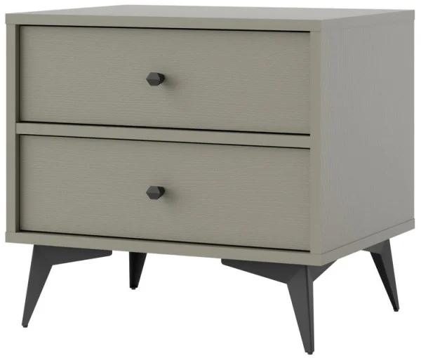 Stolik nocny do sypialni z szufladami TOKYO 52 cm, eukaliptus, nogi rozgwiazda
