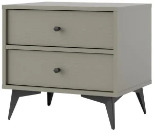 Stolik nocny do sypialni z szufladami TOKYO 52 cm, eukaliptus, nogi rozgwiazda