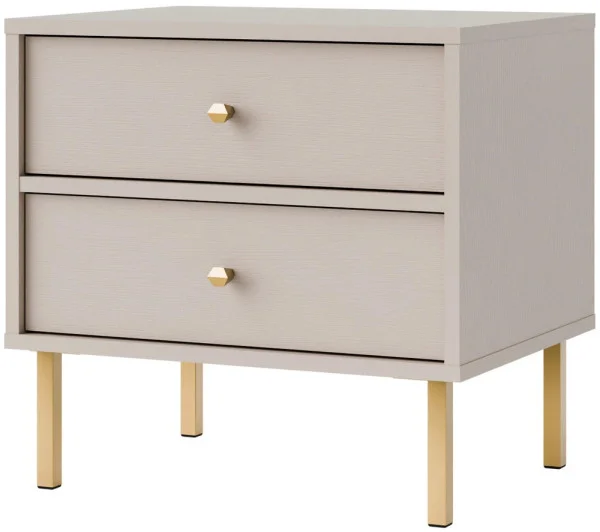 Stolik nocny do sypialni z szufladami TOKYO 52 cm, beż piaskowy, nogi proste