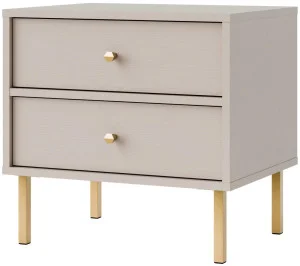 Stolik nocny do sypialni z szufladami TOKYO 52 cm, beż piaskowy, nogi proste