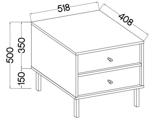 Stolik nocny do sypialni z szufladami TOKYO 52 cm, beż piaskowy, nogi proste | Szafki nocne z szufladami Desire Furniture