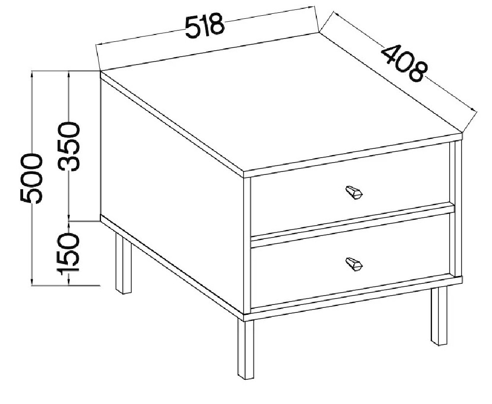Stolik nocny do sypialni z szufladami TOKYO 52 cm, czarny grafit, nogi proste | Szafki nocne z szufladami Desire Furniture