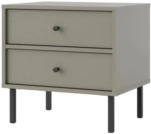 Stolik nocny do sypialni z szufladami TOKYO 52 cm, eukaliptus, nogi proste