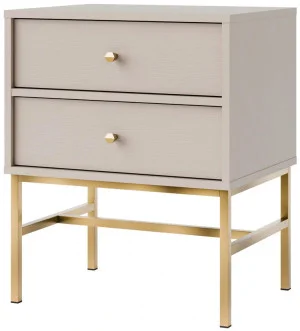 Stolik nocny do sypialni z szufladami TOKYO 52 cm, beż piaskowy, stelaż