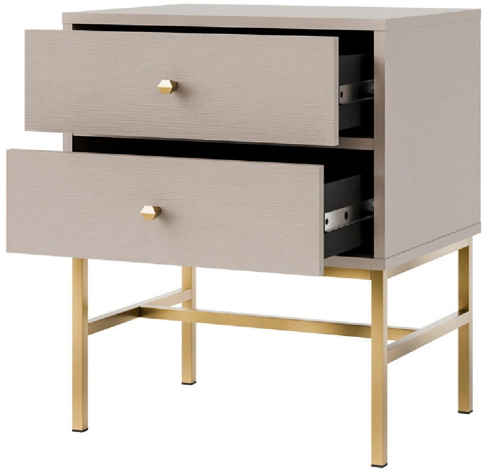 stolik nocny tokyo beżowy ze stelażem i szufladami
