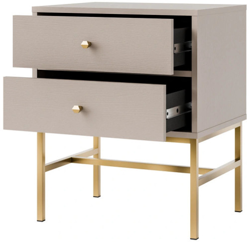 stolik nocny tokyo beżowy ze stelażem i szufladami