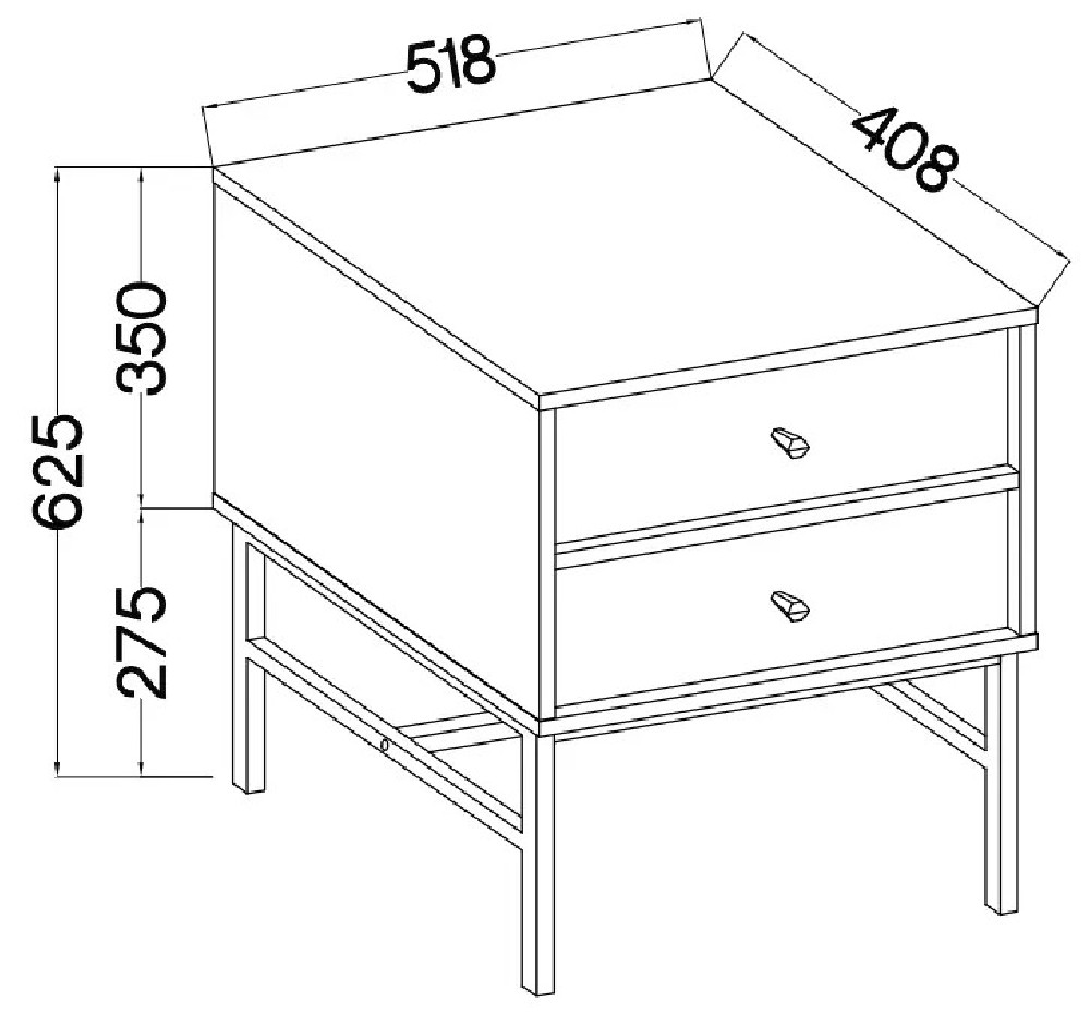 Stolik nocny do sypialni z szufladami TOKYO 52 cm, beż piaskowy, stelaż | Szafki nocne z szufladami Desire Furniture