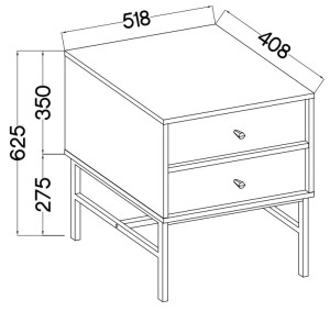 Stolik nocny do sypialni z szufladami TOKYO 52 cm, beż piaskowy, stelaż | Szafki nocne z szufladami Desire Furniture