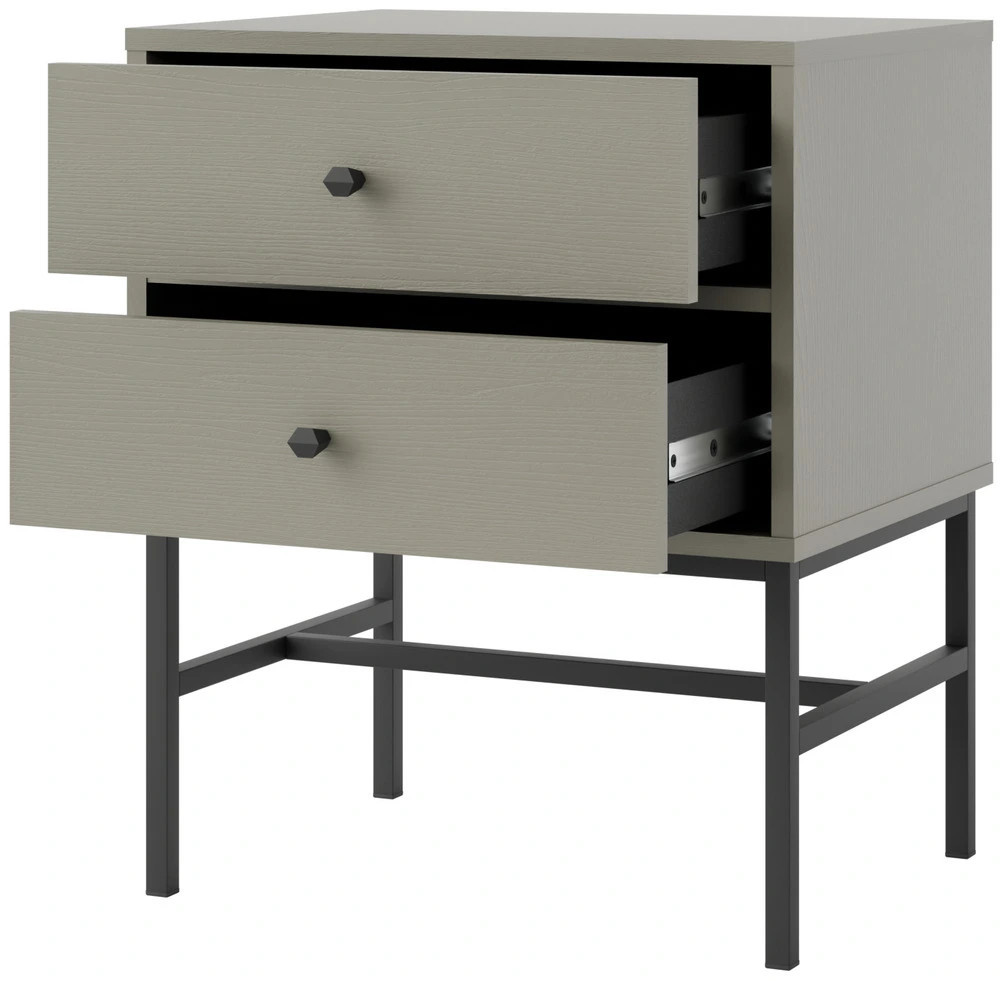 stolik nocny tokyo eukaliptus ze stelażem i szufladami