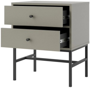 stolik nocny tokyo eukaliptus ze stelażem i szufladami