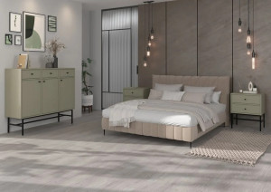 Stolik nocny do sypialni z szufladami TOKYO 52 cm, eukaliptus, stelaż | Szafki nocne z szufladami Desire Furniture