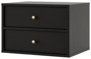 Wisząca szafka nocna do sypialni z szufladami TOKYO 52 cm, czarny grafit