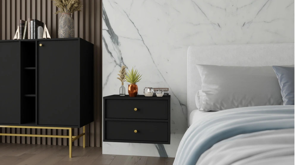 wisząca szafka nocna tokyo 52 cm czarny grafit