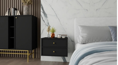 wisząca szafka nocna tokyo 52 cm czarny grafit