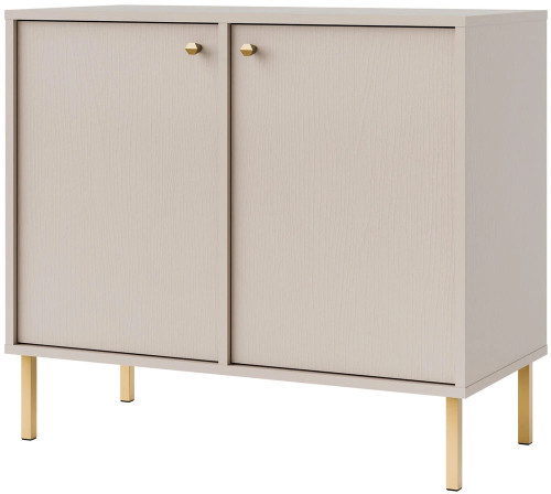 mała dwudrzwiowa komoda TOKYO 84 cm beż piaskowy złote nogi proste