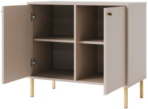 mała komoda TOKYO 84 cm beż na złotych nóżkach