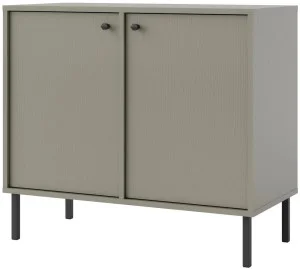 Mała dwudrzwiowa komoda do salonu i przedpokoju na czarnych nóżkach TOKYO 84 cm, eukaliptus, nogi proste