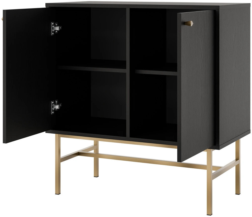 mała komoda TOKYO 84 cm grafit na złotym stelażu