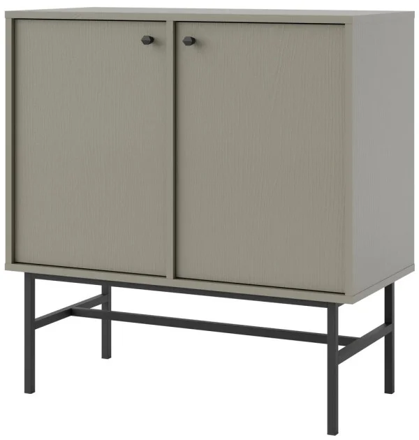 mała dwudrzwiowa komoda TOKYO 84 cm eukaliptus czarny stelaż