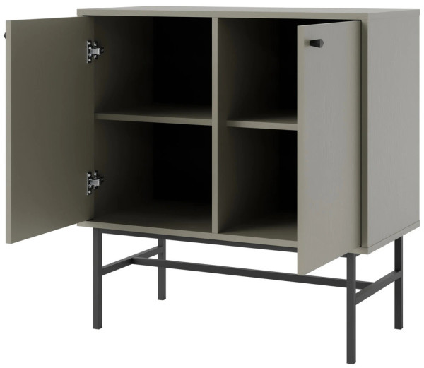 mała dwudrzwiowa komoda TOKYO 84 cm eukaliptus czarny stelaż