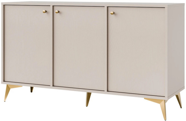 Trzydrzwiowa nowoczesna komoda TOKYO 125 cm, do salonu, beż piaskowy, nogi rozgwiazda