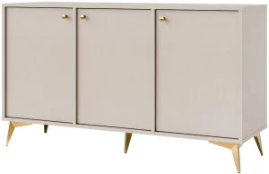 Trzydrzwiowa nowoczesna komoda TOKYO 125 cm, do salonu, beż piaskowy, nogi rozgwiazda