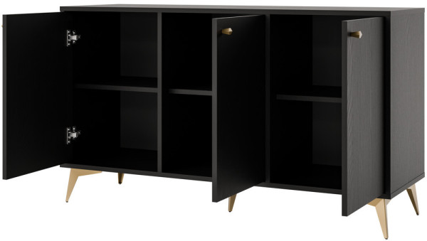 trzydrzwiowa nowoczesna komoda TOKYO 125 cm czarny grafit