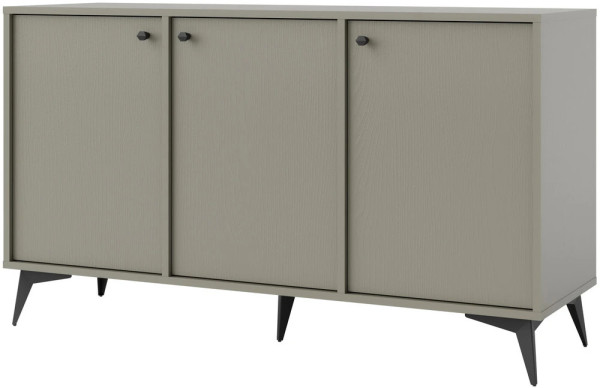 Trzydrzwiowa nowoczesna komoda TOKYO 125 cm, do salonu, eukaliptus, nogi rozgwiazda