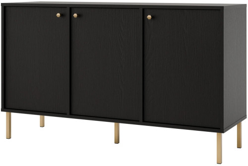 trzydrzwiowa nowoczesna komoda TOKYO 125 cm czarny grafit proste nogi