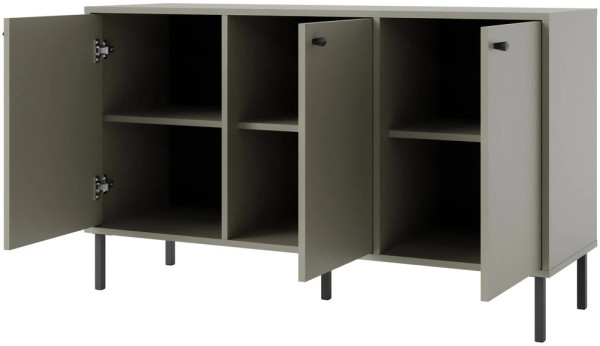 trzydrzwiowa nowoczesna komoda TOKYO 125 cm eukaliptus proste nogi