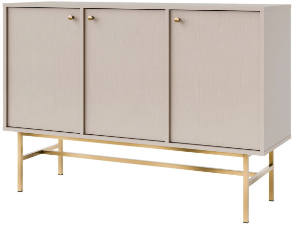 Trzydrzwiowa nowoczesna komoda TOKYO 125 cm, do salonu, beż piaskowy, stelaż