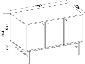 Trzydrzwiowa nowoczesna komoda TOKYO 125 cm, do salonu, beż piaskowy, stelaż | Komody z drzwiami Desire Furniture