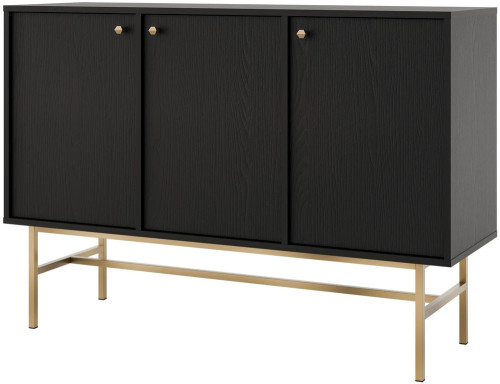 Trzydrzwiowa nowoczesna komoda TOKYO 125 cm czarny grafit stelaż