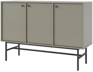 Trzydrzwiowa nowoczesna komoda TOKYO 125 cm, do salonu, eukaliptus, stelaż