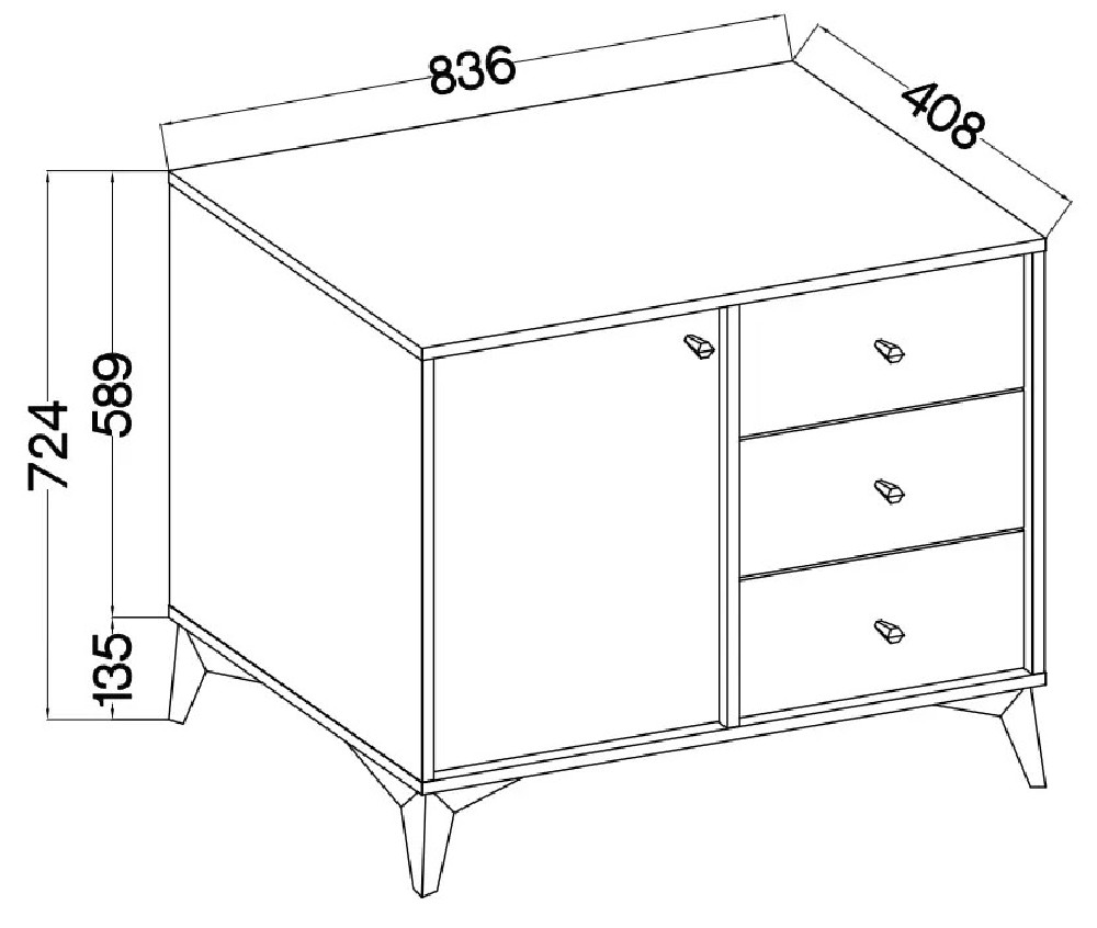 Mała komoda do przedpokoju i salonu TOKYO 84 cm, eukaliptus, nogi rozgwiazda | Komody z szufladami Desire Furniture