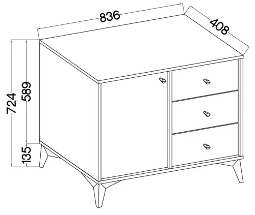 Mała komoda do przedpokoju i salonu TOKYO 84 cm, eukaliptus, nogi rozgwiazda | Komody z szufladami Desire Furniture