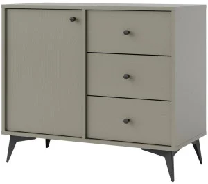 Mała komoda do przedpokoju i salonu TOKYO 84 cm, eukaliptus, nogi rozgwiazda