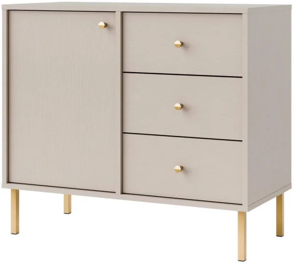 Mała komoda do przedpokoju i salonu TOKYO 84 cm, beż piaskowy, nogi proste