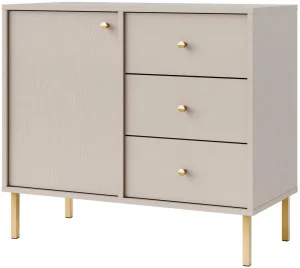 Mała komoda do przedpokoju i salonu TOKYO 84 cm, beż piaskowy, nogi proste