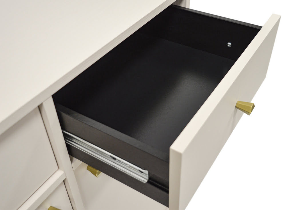 Mała komoda do przedpokoju i salonu TOKYO 84 cm, beż piaskowy, nogi proste | Komody z szufladami Desire Furniture