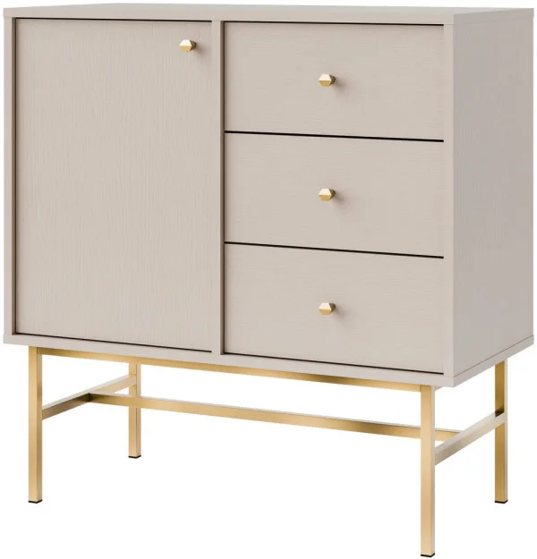 Mała komoda do przedpokoju i salonu TOKYO 84 cm, beż piaskowy, stelaż