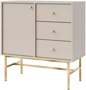 Mała komoda do przedpokoju i salonu TOKYO 84 cm, beż piaskowy, stelaż