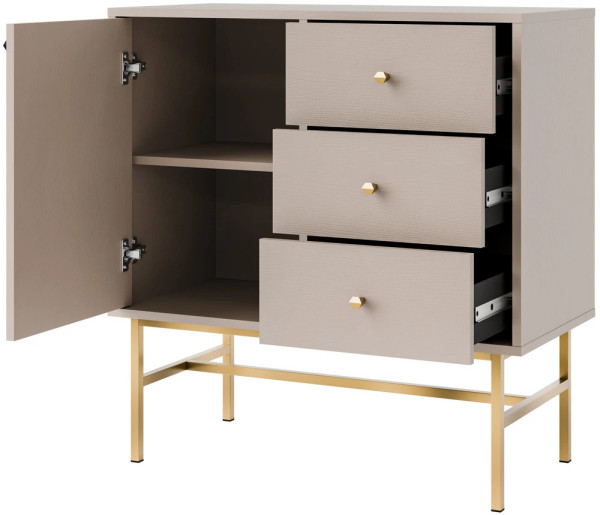 mała komoda do przedpokoju TOKYO 84 cm beż piaskowy stelaż