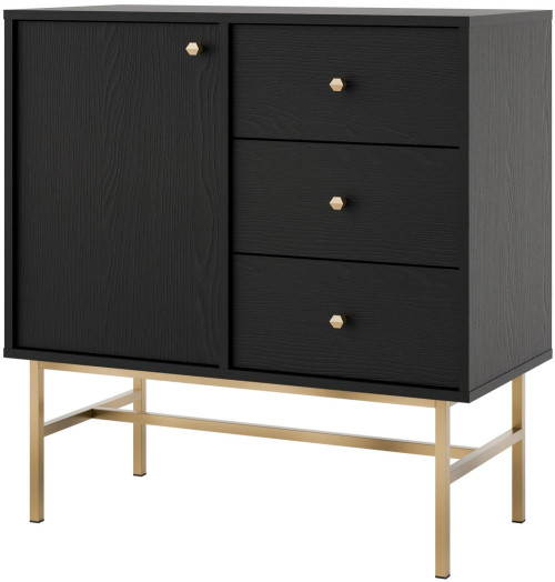 mała komoda do przedpokoju TOKYO 84 cm czarny grafit stelaż