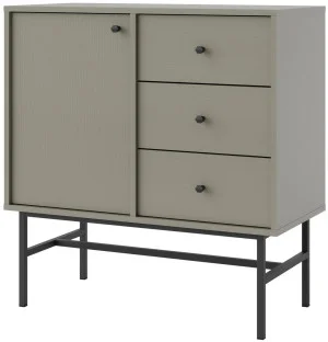 Mała komoda do przedpokoju i salonu TOKYO 84 cm, eukaliptus, stelaż