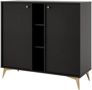 Mała komoda TOKYO 100 cm, do salonu, do przedpokoju, czarny grafit, nogi rozgwiazda