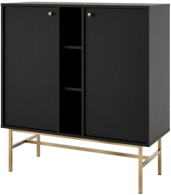 Mała komoda TOKYO 100 cm, do salonu, do przedpokoju, czarny grafit, stelaż
