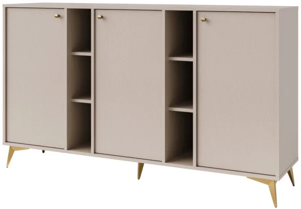 Nowoczesna komoda TOKYO 158 cm, do salonu, do przedpokoju, beż piaskowy, nogi rozgwiazda