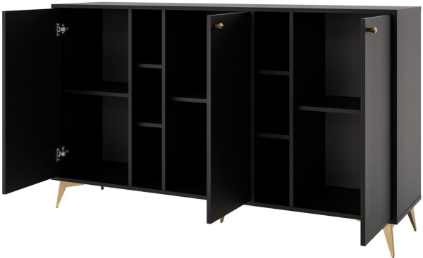 nowoczesna komoda TOKYO 158 cm czarny grafit nogi rozgwiazda